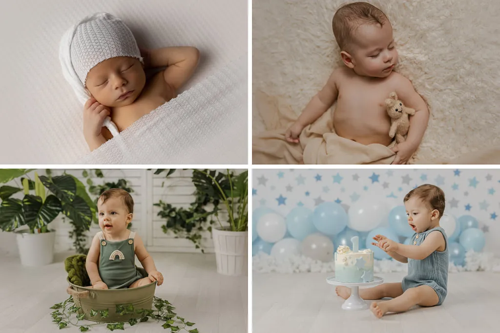 Sesion de fotos de seguimiento del primer año de un bebé
